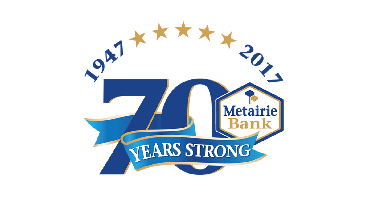 Metairie Bank 70th Anniversary Logo Logo